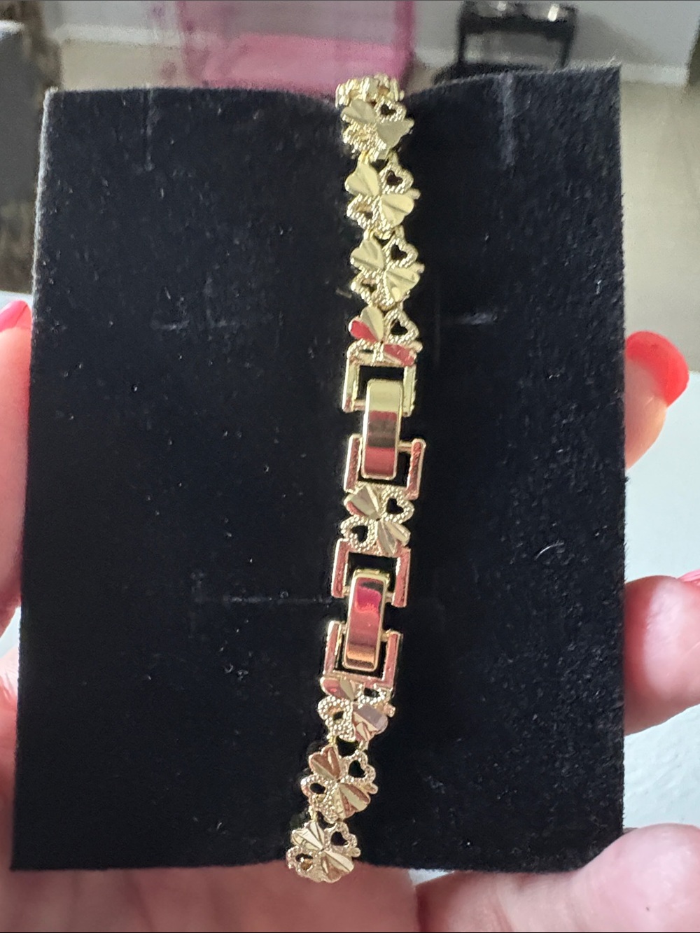 Gold Plated Heart Clover Link Bracelet - Women Jewelry - Picture 2 of 2